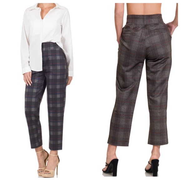 14 Chic Plaid Pants with side Pockets - Picture 2 of 3